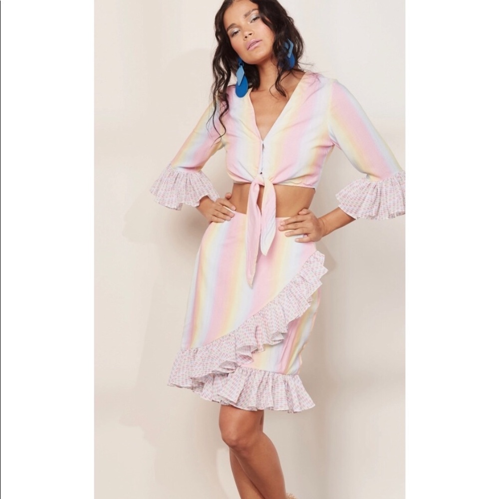 NWT All Things Mochi Julieta Ruffle Skirt 🌈